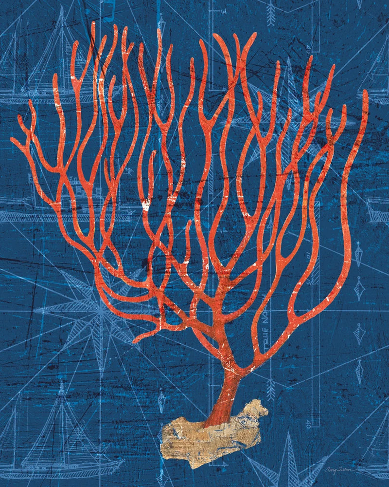 Textured Coral III Navy by Avery Tillmon