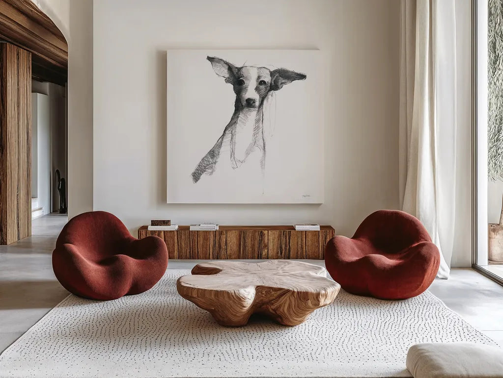 Thor by Avery Tillmon. Shown as extra-large giant wall art in a modern living room. Available as an archival giclee rolled canvas, fine art paper, or poster print. SKU 49667a.