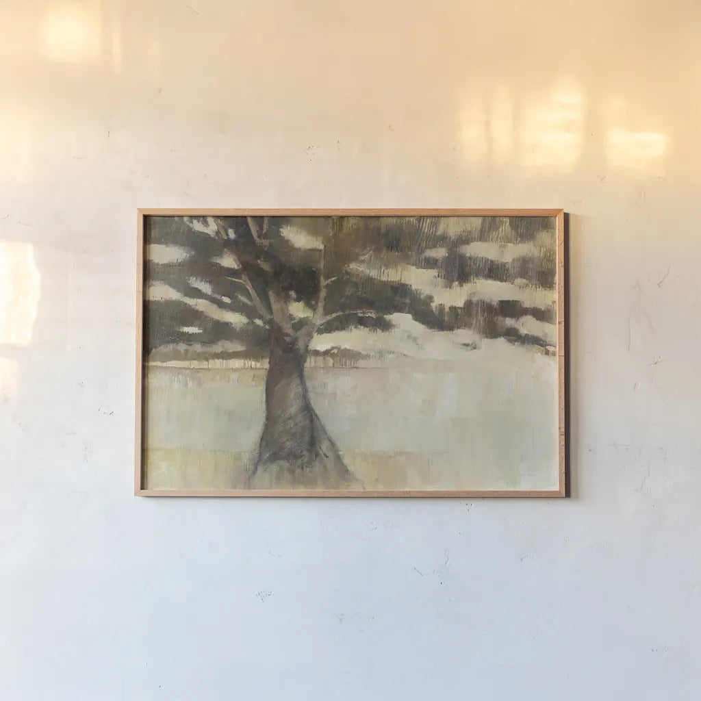 Tree at the Meadows Edge by Avery Tillmon. shown as a paper print in a natural frame. Available as a archival giclee rolled canvas, fine art paper, or poster print. SKU 36217i.