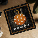 Trick or Treat Pumpkin by Avery Tillmon. Shown as a detailed flat fine art print, highlighting archival giclee quality. Available as an archival giclee rolled canvas, fine art paper, or poster print. SKU 57885a.