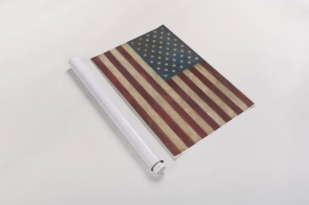 US Flag by Avery Tillmon. shown as a rolled paper print. Available as archival giclee rolled canvas, fine art paper, or poster print. SKU 15679i.