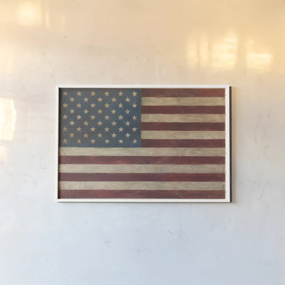 US Flag by Avery Tillmon. shown as a paper print in a white frame. Available as a archival giclee rolled canvas, fine art paper, or poster print. SKU 15679i.