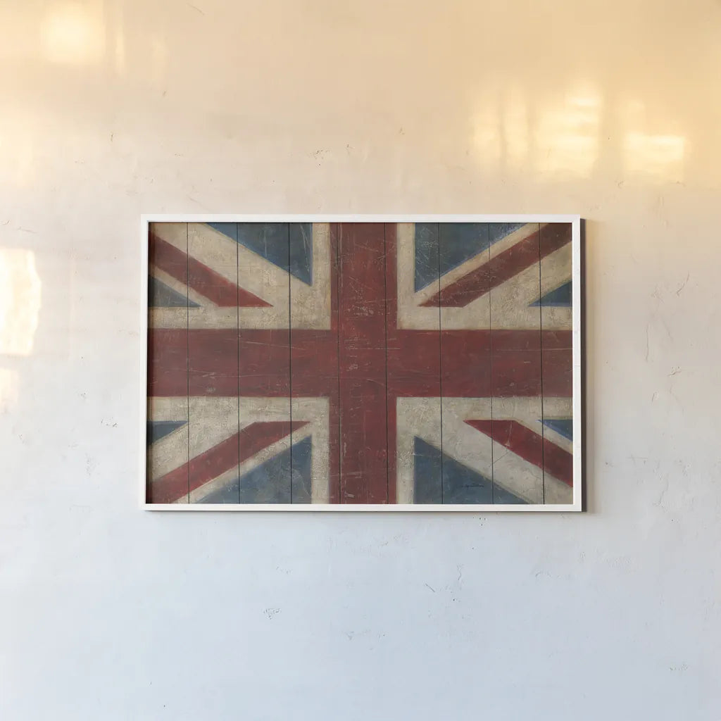 Union Jack by Avery Tillmon. shown as a paper print in a white frame. Available as a archival giclee rolled canvas, fine art paper, or poster print. SKU 2416i.