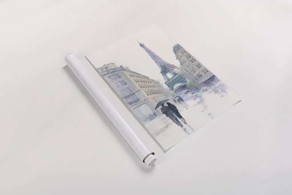 Walking in the Rain by Avery Tillmon. shown as a rolled paper print. Available as archival giclee rolled canvas, fine art paper, or poster print. SKU 37247h.