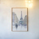 Walking in the Rain by Avery Tillmon. shown as a paper print in a natural frame. Available as a archival giclee rolled canvas, fine art paper, or poster print. SKU 37247h.