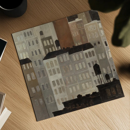 Water Towers by Avery Tillmon. Shown as a detailed flat fine art print, highlighting archival giclee quality. Available as an archival giclee rolled canvas, fine art paper, or poster print. SKU 49464a.