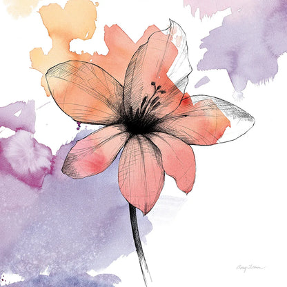 Watercolor Graphite Flower II by Avery Tillmon. SKU 29751a. Archival Giclee Fine art print for wall decor.