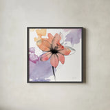 Watercolor Graphite Flower II by Avery Tillmon. Shown in a sleek black glass frame for a contemporary gallery look. Available as an archival giclee rolled canvas, fine art paper, or poster print. SKU 29751a.