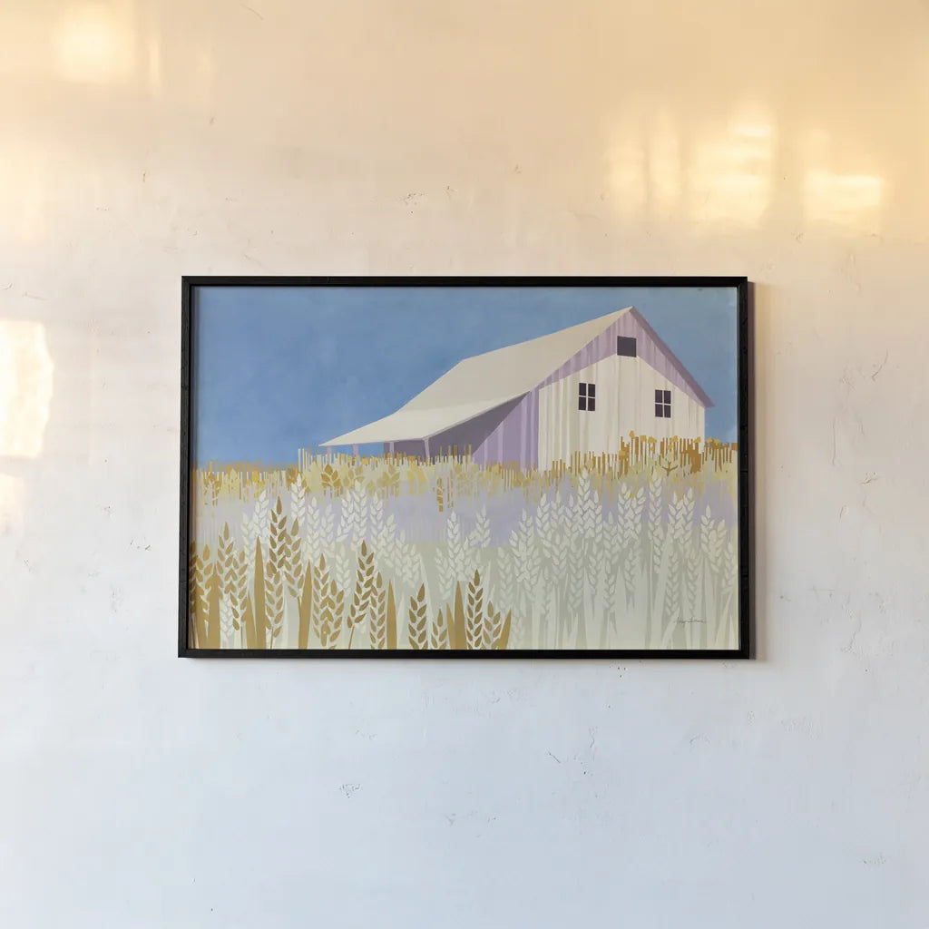 Wheat Fields by Avery Tillmon. shown as a paper print in a black flame. Available as a archival giclee rolled canvas, fine art paper, or poster print. SKU 43723i.