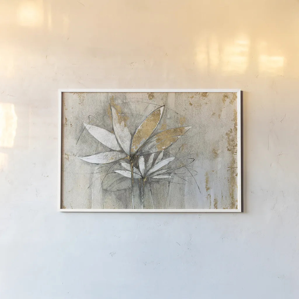 Windflowers Gold Crop by Avery Tillmon. shown as a paper print in a white frame. Available as a archival giclee rolled canvas, fine art paper, or poster print. SKU 28278i.