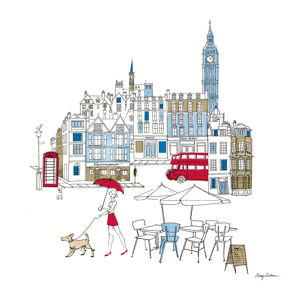 World Cafe I London Color by Avery Tillmon. SKU 49480a. Archival Giclee Fine art print for wall decor.