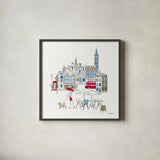 World Cafe I London Color by Avery Tillmon. Shown in a sleek black glass frame for a contemporary gallery look. Available as an archival giclee rolled canvas, fine art paper, or poster print. SKU 49480a.