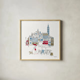 World Cafe I London Color by Avery Tillmon. Shown in a natural wood glass frame for a timeless modern aesthetic. Available as an archival giclee rolled canvas, fine art paper, or poster print. SKU 49480a.