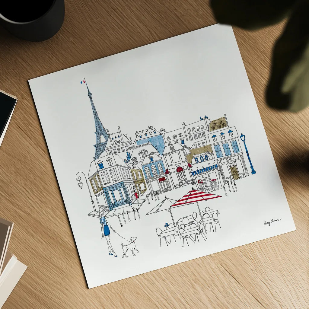 World Cafe II Paris Color by Avery Tillmon. Shown as a detailed flat fine art print, highlighting archival giclee quality. Available as an archival giclee rolled canvas, fine art paper, or poster print. SKU 49481a.