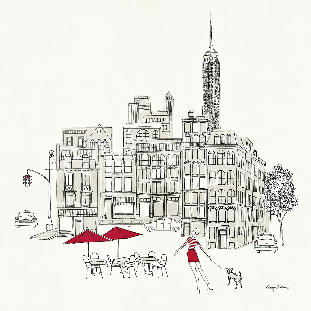 World Cafe III - NYC Red by Avery Tillmon. SKU 12590a. Archival Giclee Fine art print for wall decor.