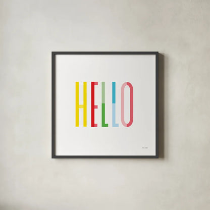 Hello by Ann Kelle. Shown in a sleek black glass frame for a contemporary gallery look. Available as an archival giclee rolled canvas, fine art paper, or poster print. SKU 56442a.