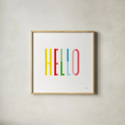 Hello by Ann Kelle. Shown in a natural wood glass frame for a timeless modern aesthetic. Available as an archival giclee rolled canvas, fine art paper, or poster print. SKU 56442a.