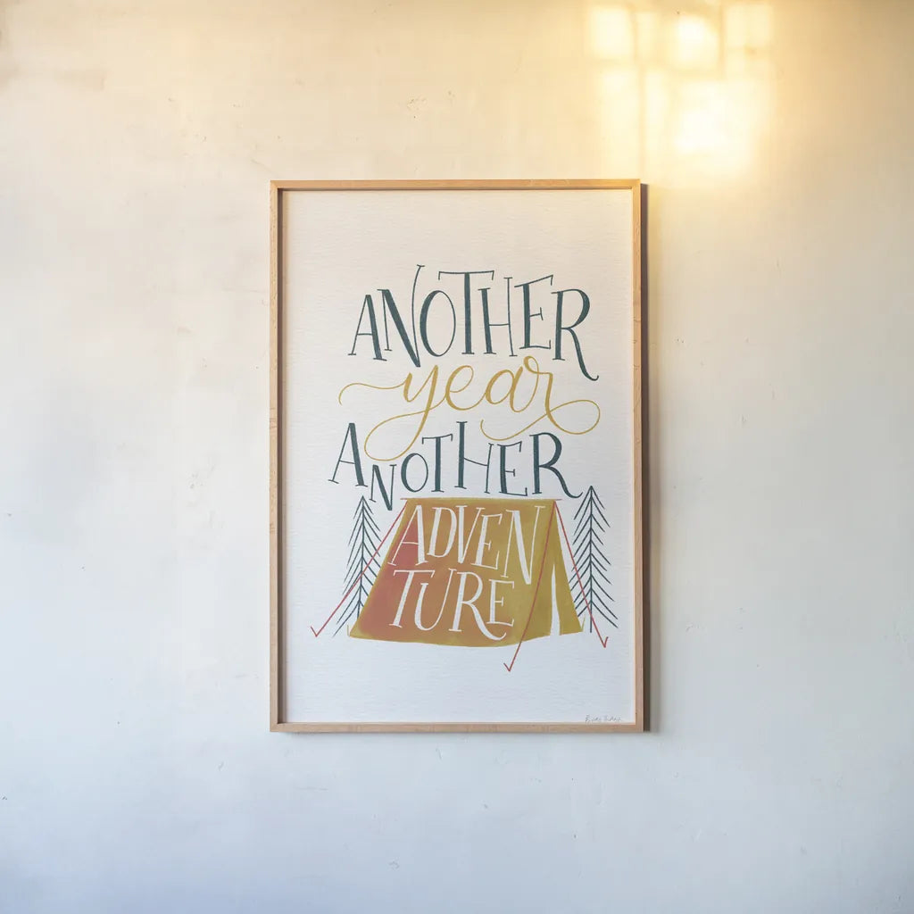 Adventure by Becky Thorns. shown as a paper print in a natural frame. Available as a archival giclee rolled canvas, fine art paper, or poster print. SKU 61428h.