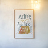 Adventure by Becky Thorns. shown as a paper print in a natural frame. Available as a archival giclee rolled canvas, fine art paper, or poster print. SKU 61428h.