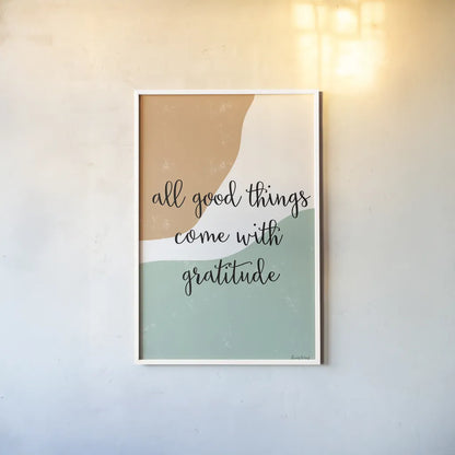 All Good Things by Becky Thorns. shown as a paper print in a white frame. Available as a archival giclee rolled canvas, fine art paper, or poster print. SKU 68253h.