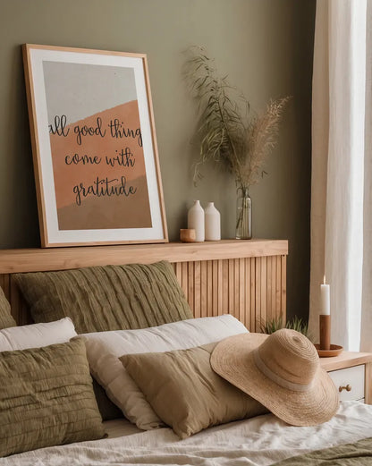 All Good Things Warm by Becky Thorns. shown as a paper print in a natural frame. Available as a archival giclee rolled canvas, fine art paper, or poster print. SKU 73704h.