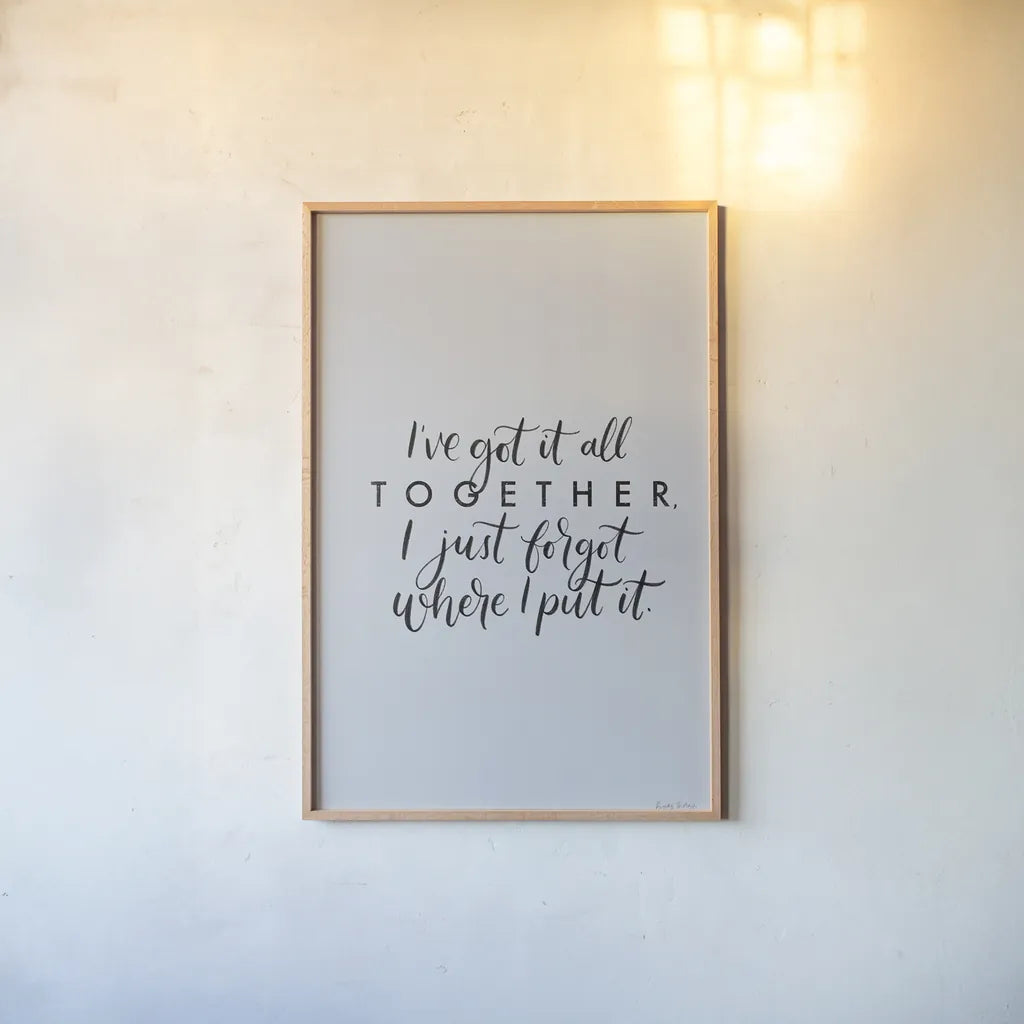 All Together by Becky Thorns. shown as a paper print in a natural frame. Available as a archival giclee rolled canvas, fine art paper, or poster print. SKU 61717h.