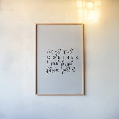 All Together by Becky Thorns. shown as a paper print in a natural frame. Available as a archival giclee rolled canvas, fine art paper, or poster print. SKU 61717h.