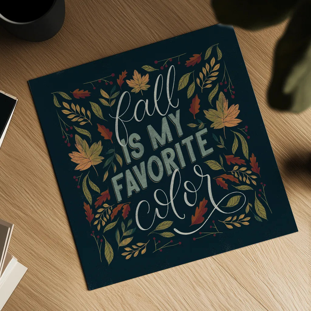 Autumn Sayings I by Becky Thorns. Shown as a detailed flat fine art print, highlighting archival giclee quality. Available as an archival giclee rolled canvas, fine art paper, or poster print. SKU 58223a.