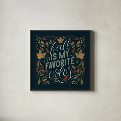 Autumn Sayings I by Becky Thorns. Shown in a sleek black glass frame for a contemporary gallery look. Available as an archival giclee rolled canvas, fine art paper, or poster print. SKU 58223a.