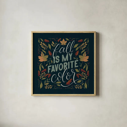 Autumn Sayings I by Becky Thorns. Shown in a natural wood glass frame for a timeless modern aesthetic. Available as an archival giclee rolled canvas, fine art paper, or poster print. SKU 58223a.