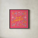 Autumn Sayings I Bright by Becky Thorns. Shown in a sleek black glass frame for a contemporary gallery look. Available as an archival giclee rolled canvas, fine art paper, or poster print. SKU 65065a.