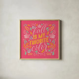 Autumn Sayings I Bright by Becky Thorns. Shown in a natural wood glass frame for a timeless modern aesthetic. Available as an archival giclee rolled canvas, fine art paper, or poster print. SKU 65065a.