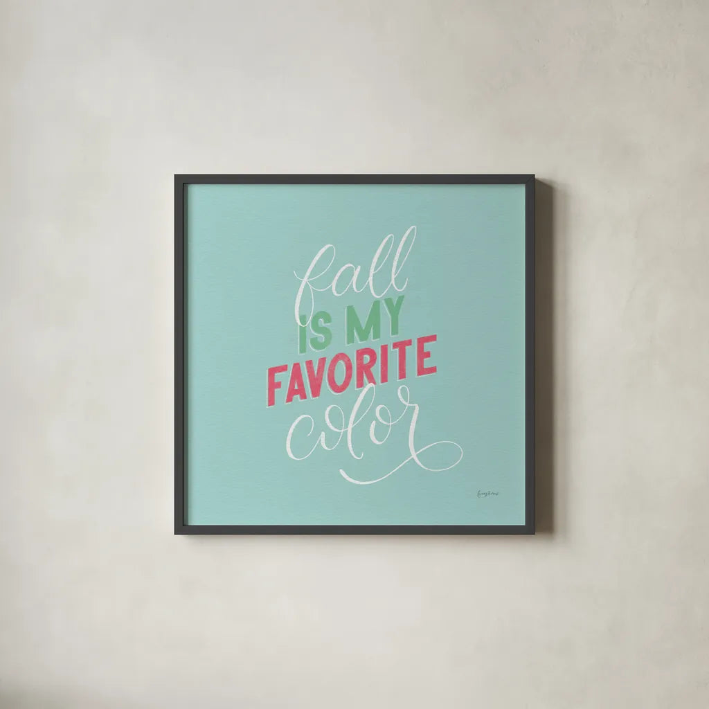 Autumn Sayings I No Leaves Bright by Becky Thorns. Shown in a sleek black glass frame for a contemporary gallery look. Available as an archival giclee rolled canvas, fine art paper, or poster print. SKU 65066a.