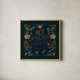 Autumn Sayings I Pumpkin by Becky Thorns. Shown in a natural wood glass frame for a timeless modern aesthetic. Available as an archival giclee rolled canvas, fine art paper, or poster print. SKU 58299a.