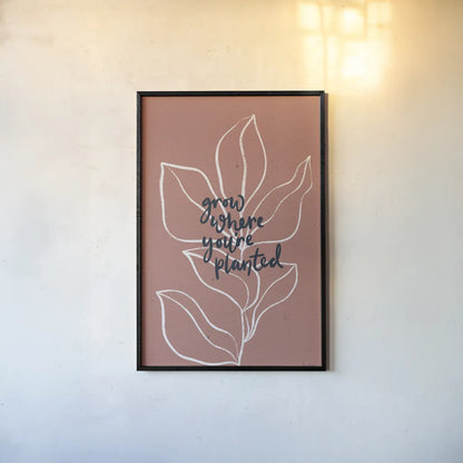 Balance II Leaves by Becky Thorns. shown as a paper print in a black flame. Available as a archival giclee rolled canvas, fine art paper, or poster print. SKU 69373h.