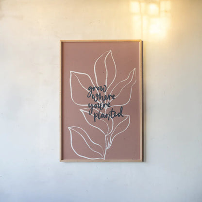 Balance II Leaves by Becky Thorns. shown as a paper print in a natural frame. Available as a archival giclee rolled canvas, fine art paper, or poster print. SKU 69373h.