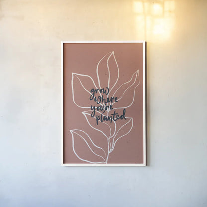 Balance II Leaves by Becky Thorns. shown as a paper print in a white frame. Available as a archival giclee rolled canvas, fine art paper, or poster print. SKU 69373h.