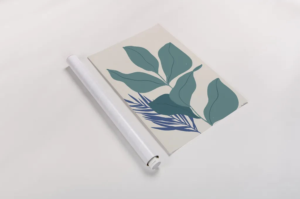 Balance IV Teal by Becky Thorns. shown as a rolled paper print. Available as archival giclee rolled canvas, fine art paper, or poster print. SKU 70683h.