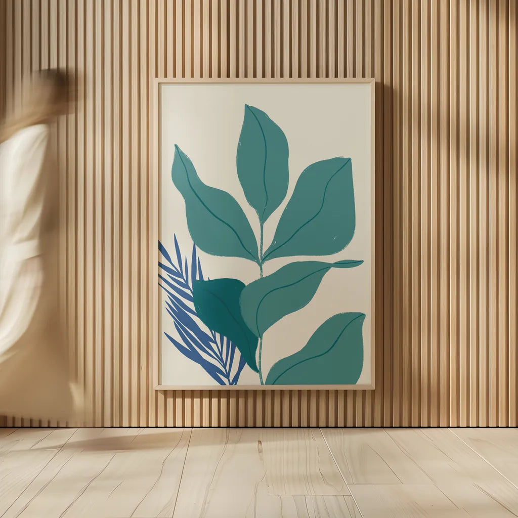 Balance IV Teal by Becky Thorns. shown as over sized large wall art. Available as an archival giclee rolled canvas, fine art paper, or poster print. SKU 70683h.