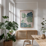 Balance VI by Becky Thorns. shown as a print in a natural wood frame in a dining room. Available as a archival giclee rolled canvas, fine art paper, or poster print. SKU 63800h.