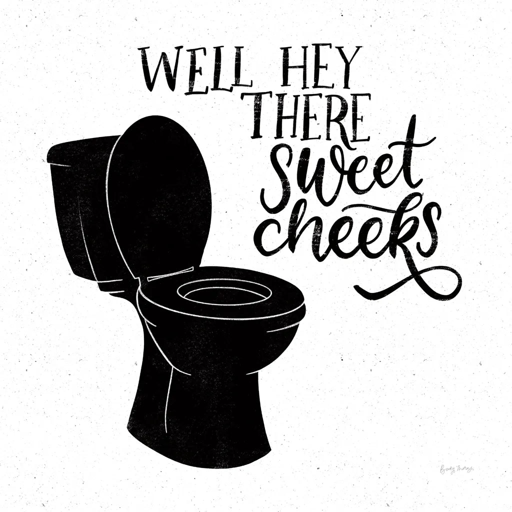Bathroom Puns III Black Sq by Becky Thorns. SKU 89252a. Archival Giclee Fine art print for wall decor.