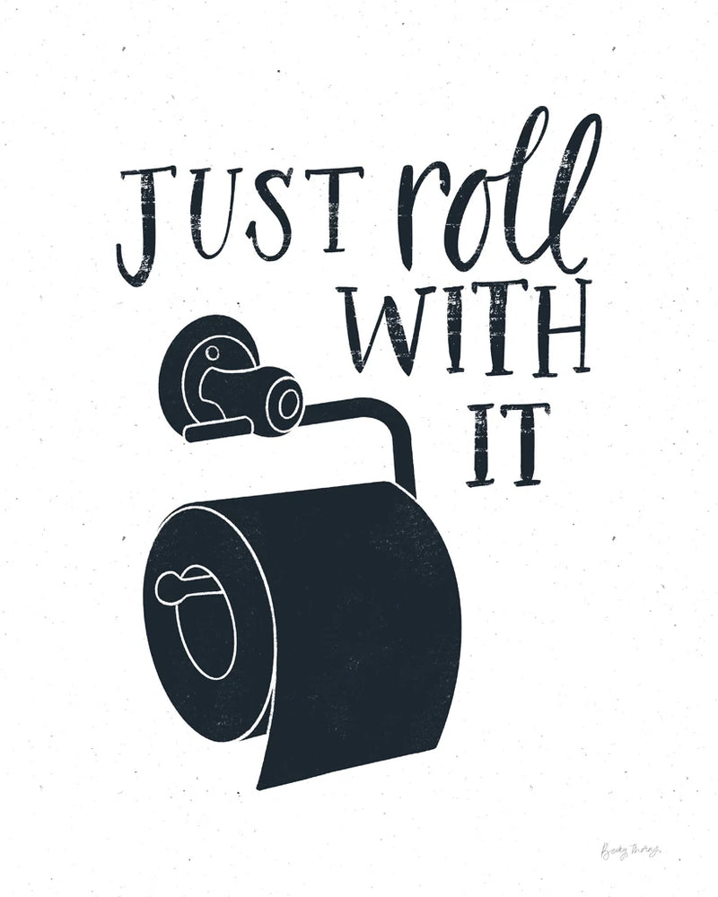 Bathroom Puns V Dark Blue by Becky Thorns