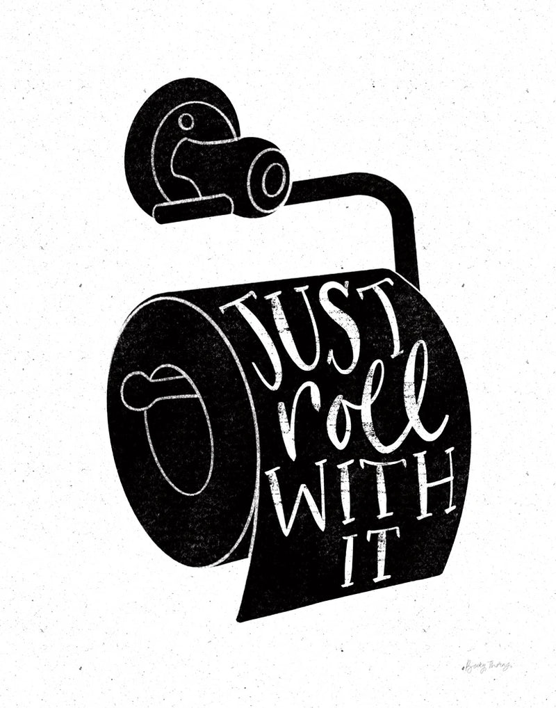 Bathroom Puns VI Black by Becky Thorns