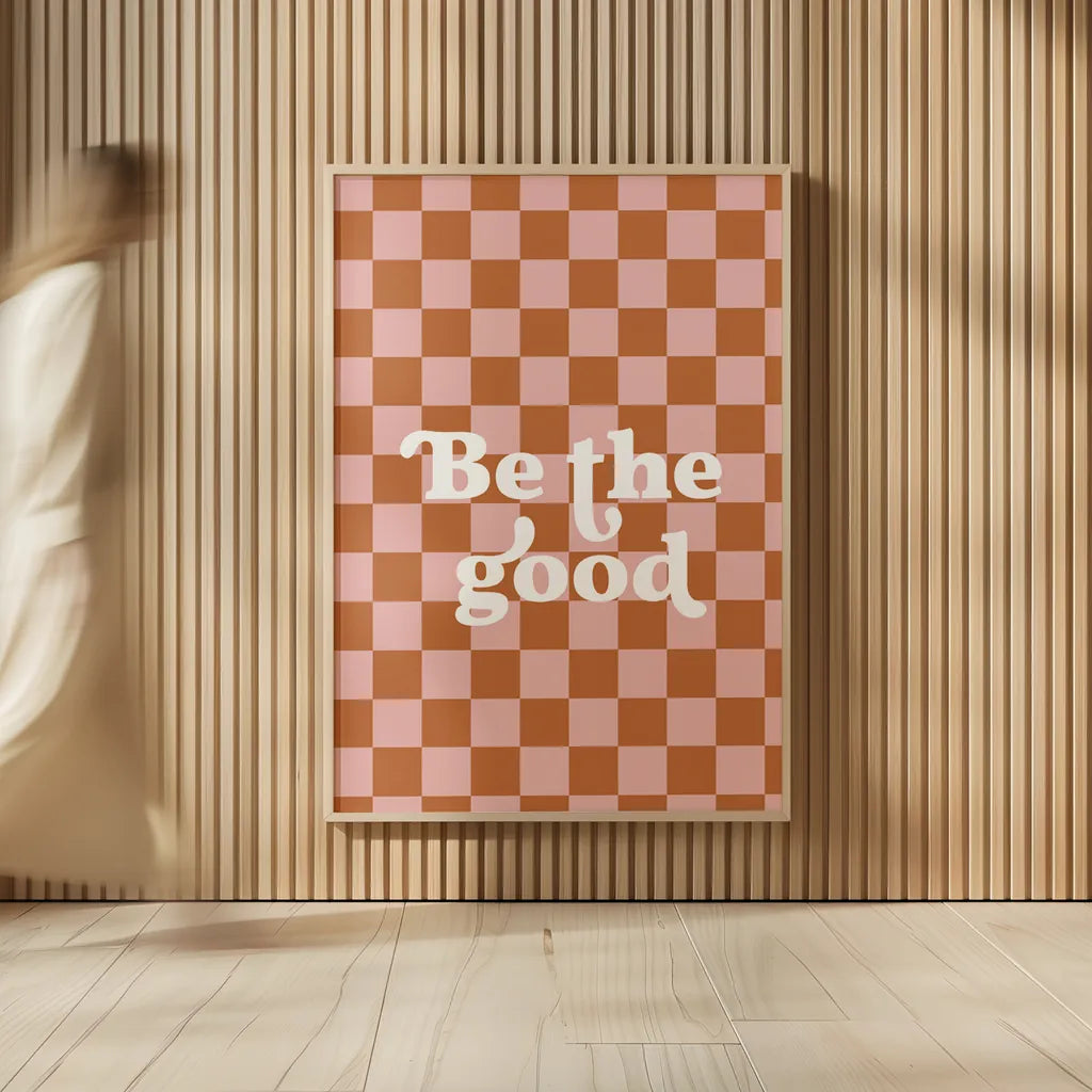 Be the Good II Checkered by Becky Thorns. shown as over sized large wall art. Available as an archival giclee rolled canvas, fine art paper, or poster print. SKU 87458h.