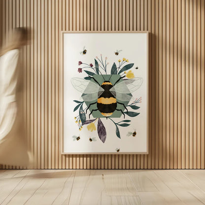 Bees I by Becky Thorns. shown as over sized large wall art. Available as an archival giclee rolled canvas, fine art paper, or poster print. SKU 67738h.