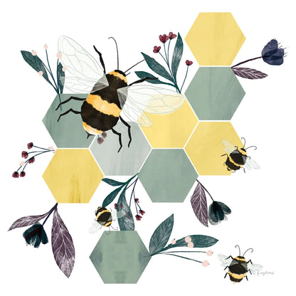 Bees V by Becky Thorns. SKU 67742a. Archival Giclee Fine art print for wall decor.