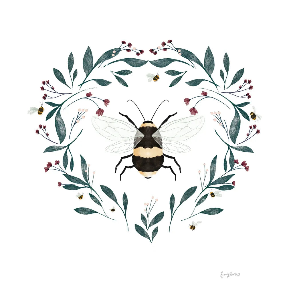 Bees VI by Becky Thorns. SKU 70689a. Archival Giclee Fine art print for wall decor.