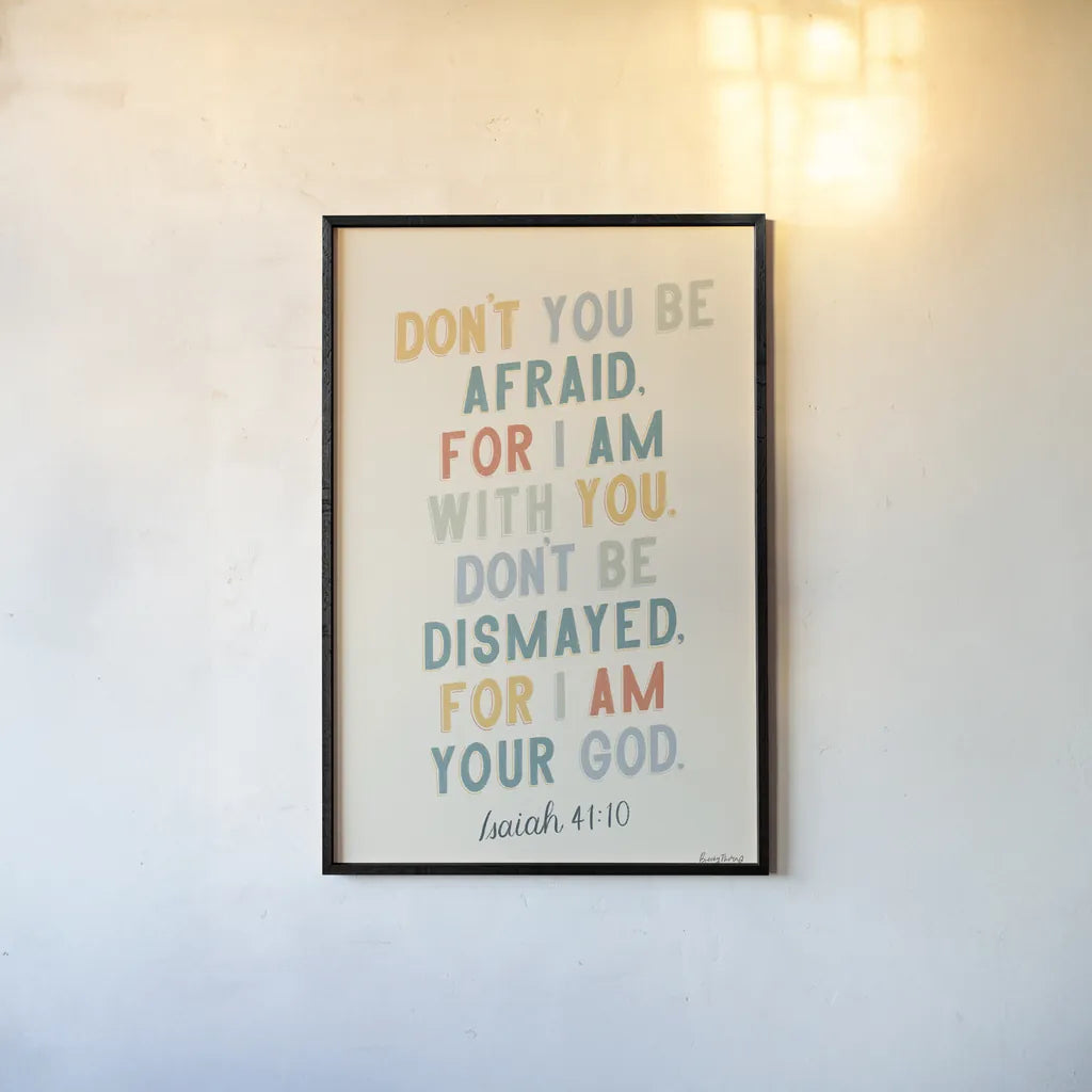 Bible Saying I by Becky Thorns. shown as a paper print in a black flame. Available as a archival giclee rolled canvas, fine art paper, or poster print. SKU 57466h.