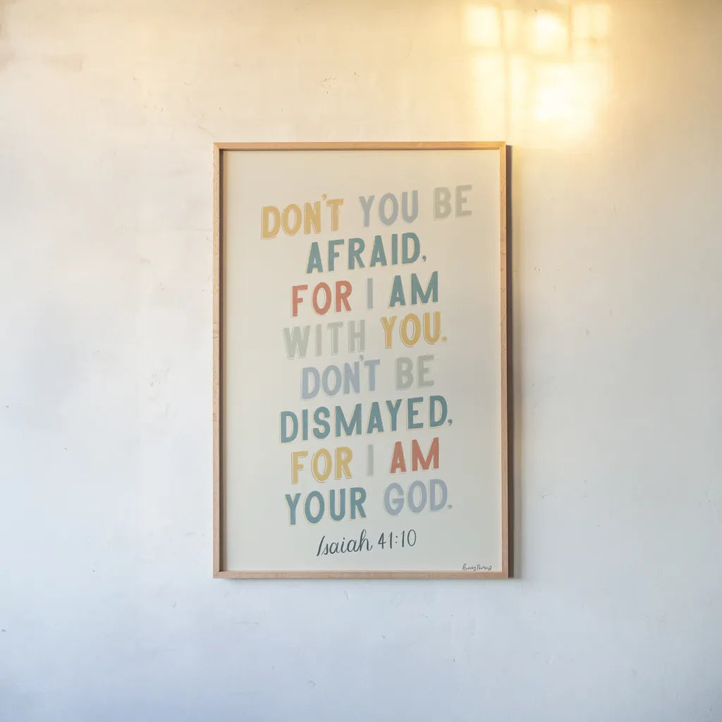 Bible Saying I by Becky Thorns. shown as a paper print in a natural frame. Available as a archival giclee rolled canvas, fine art paper, or poster print. SKU 57466h.