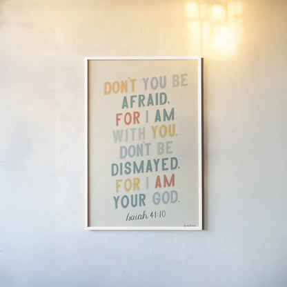 Bible Saying I by Becky Thorns. shown as a paper print in a white frame. Available as a archival giclee rolled canvas, fine art paper, or poster print. SKU 57466h.